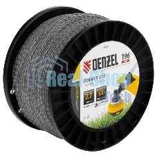 Леска для триммера Denzel двухкомпонентная витой квадрат, 2,7мм х 196м, на DIN катушке EXTRA CORD
