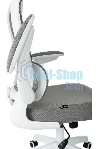 Кресло руководителя Бюрократ Sigma WH 1 серый, сетка/ткань, крестов. пластик, пластик белый