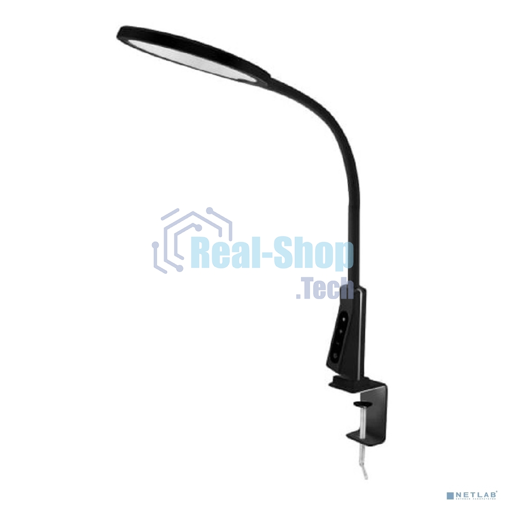 Светильник настольный Camelion KD-837 C02 черный LED на струбц., 7Вт, 230В, 450лм, сенс.рег. ярк и цвет.темп, USB-5В,1А