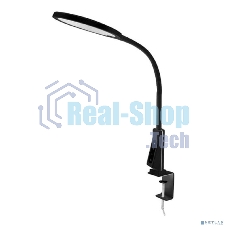 Светильник настольный Camelion KD-837 C02 черный LED на струбц., 7Вт, 230В, 450лм, сенс.рег. ярк и цвет.темп, USB-5В,1А