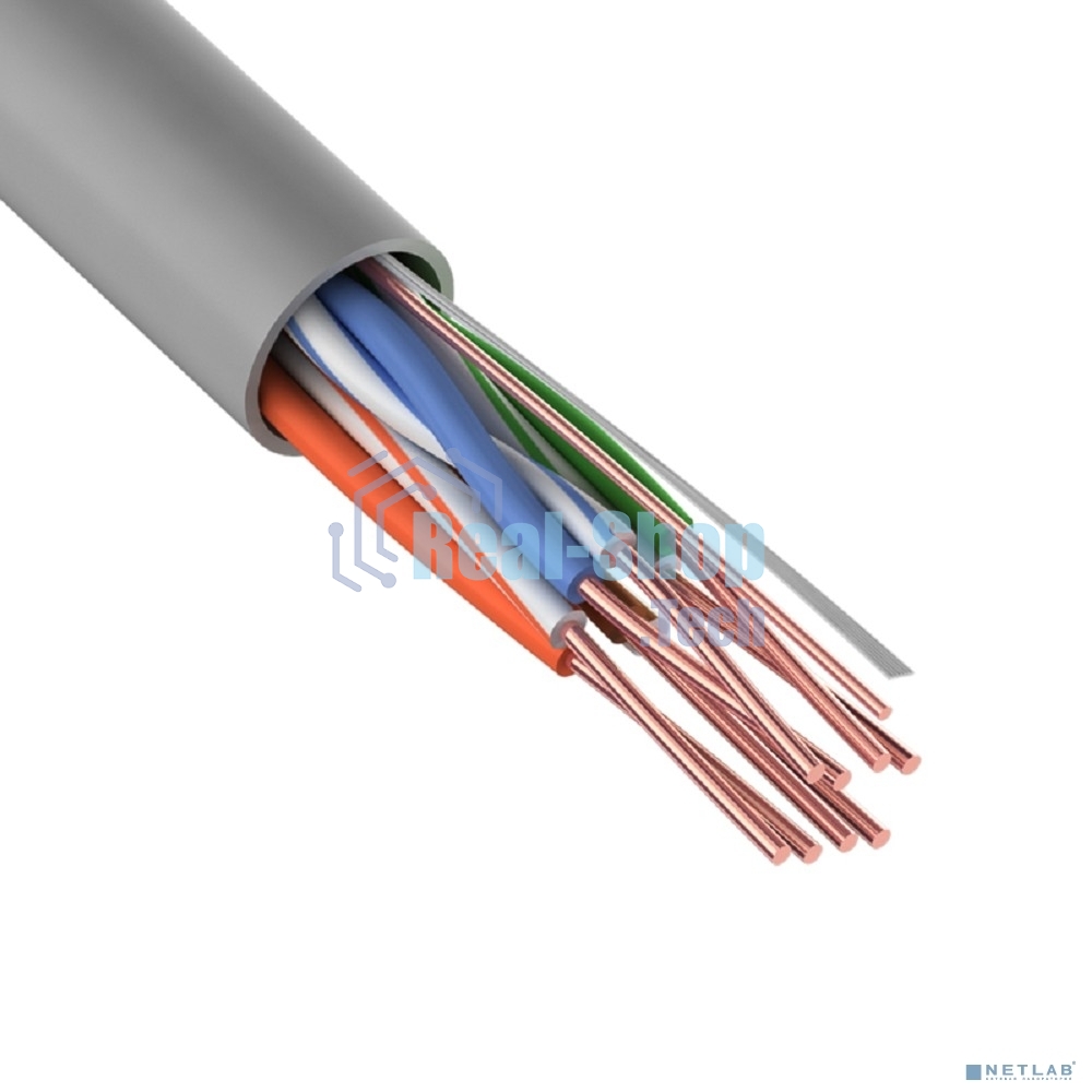 Кабель UTP Rexant 4PR 24AWG, CU (медь), cat.5e, 100 МГц, PVC, серый, бухта 25 м