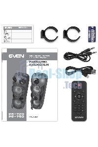 Колонка АС Sven PS-750, черный (80 Вт, TWS, Bluetooth, FM, USB, microSD, LED-дисплей, 2х4400мА*ч)