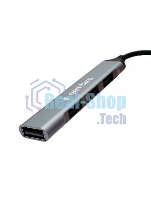 Разветвитель USB2.0 Gembird UHB-C201, 4xUSB2.0, кабель Type-C 10 см, алюминий, пакет