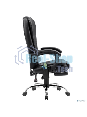 Кресло Defender CARDINAL черный, экокожа, 120 кг, подставка для ног, механизм качания