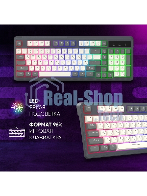 Клавиатура Oklick 731G проводная, USB Type-A, серый/белый