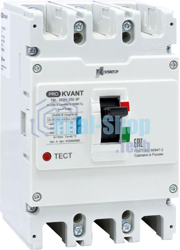Выключатель автоматический PRO.KVANT TM-250N 3P 100A 35kA | KV0000067 | Контактор (Legrand)