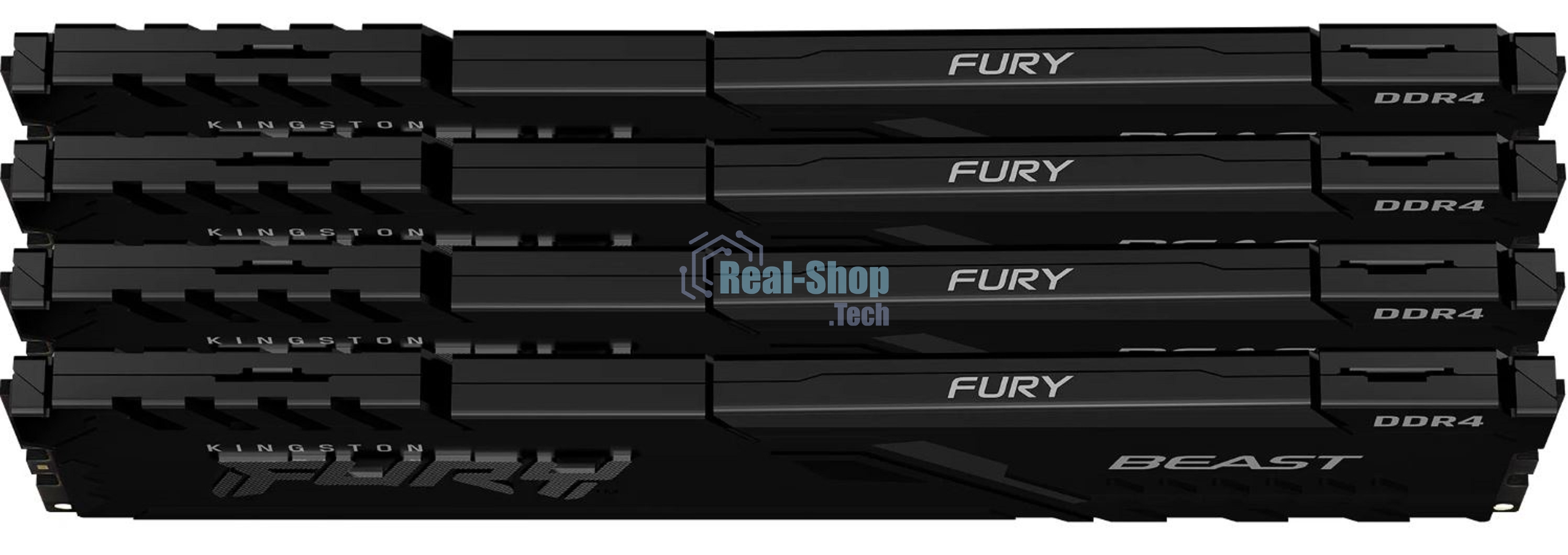 Оперативная память Kingston Fury Beast, DDR4, 128GB (4x32 GB), 3200 MHz, CL16, DIMM, с радиатором, черный