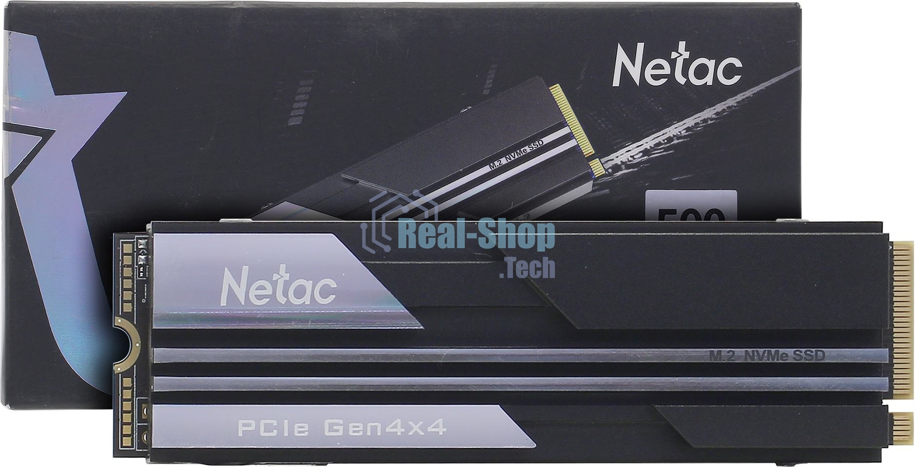 Накопитель SSD Netac NV5000, 500Gb, M.2 2280, PCIe 4.0 x4, NVMe, R/W 5000/2500, с радиатором