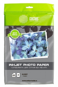 Фотобумага Cactus CS-GA413020ED A4/130г/м2/20л./белый глянцевое для струйной печати