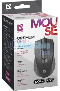 Мышь проводная Defender Optimum MB-270 черный, 1000 dpi, USB, кнопки - 3