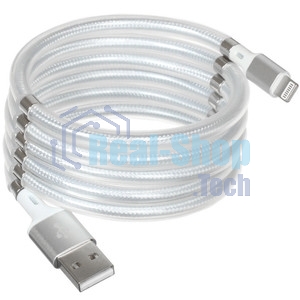 Кабель OLMIO MAGNET, USB 2.0 - Lightning, 1.2м, 2.1A,