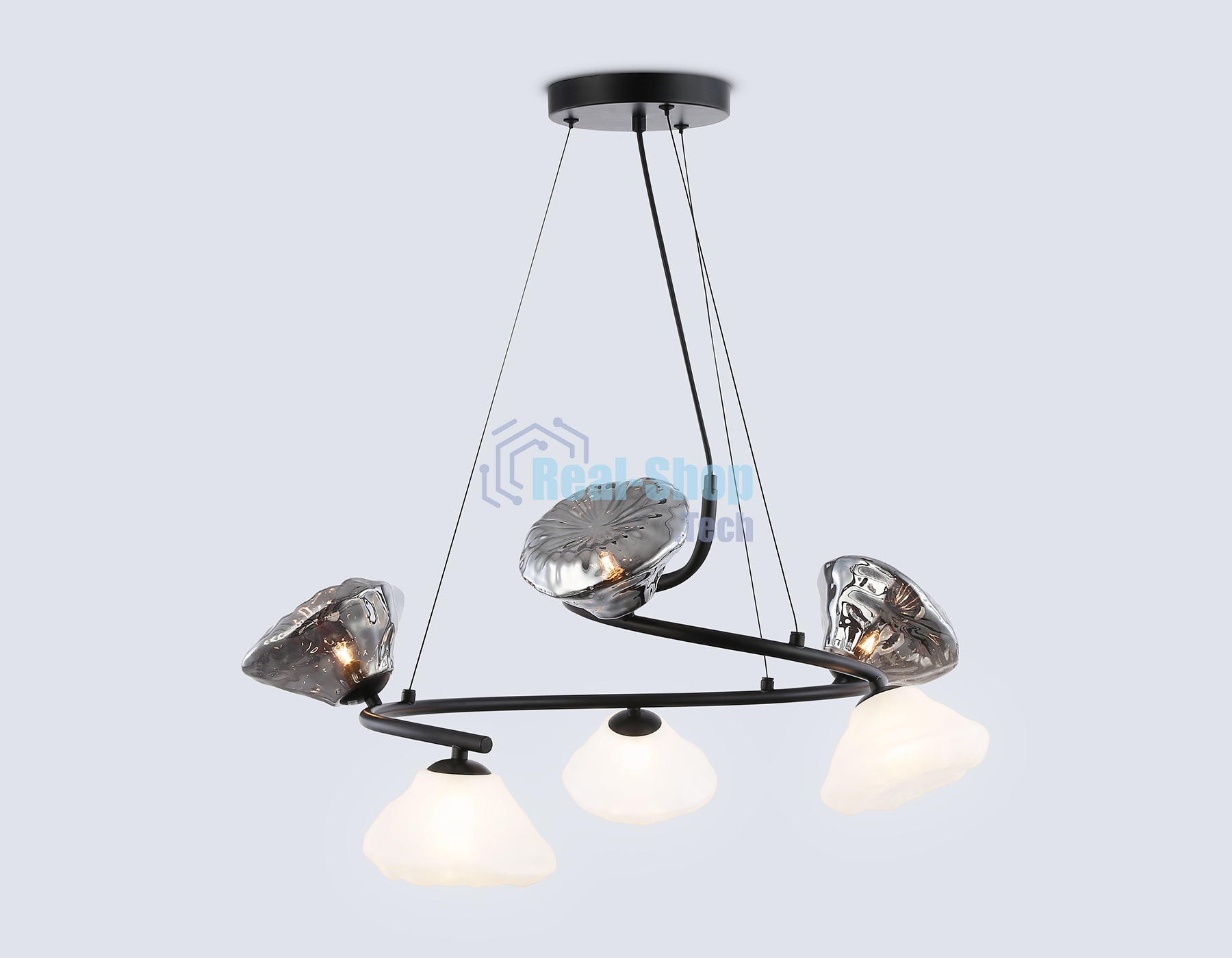 Светильник Ambrella light LH15003/6 BK/FR/SM черный/белый матовый/дымчатый G9*6 max 40W D630*1150