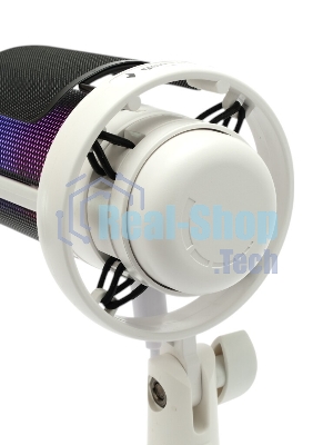 Микрофон конденсаторный Gembird M-01NW, подсветка RGB, шумоподавление, настольный держатель, белый
