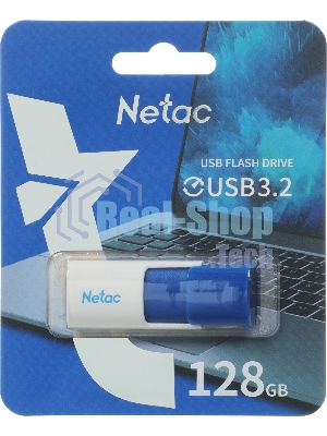 Флешка USB Netac U182 Blue (NT03U182N-128G-32BL), 128Gb, USB 3.0, R/W 70/30, белый/синий