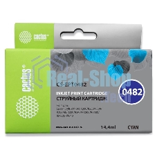 Картридж струйный Cactus CS-EPT0482 голубой (14.4 мл) для Epson Stylus Photo R200/R220/R300/R320/R340/RX500/RX600/RX620/RX640