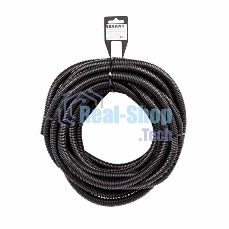 Труба автомобильная гофрированная ПП Rexant Ø12,7 мм, разрезная, бухта 10 м/уп.