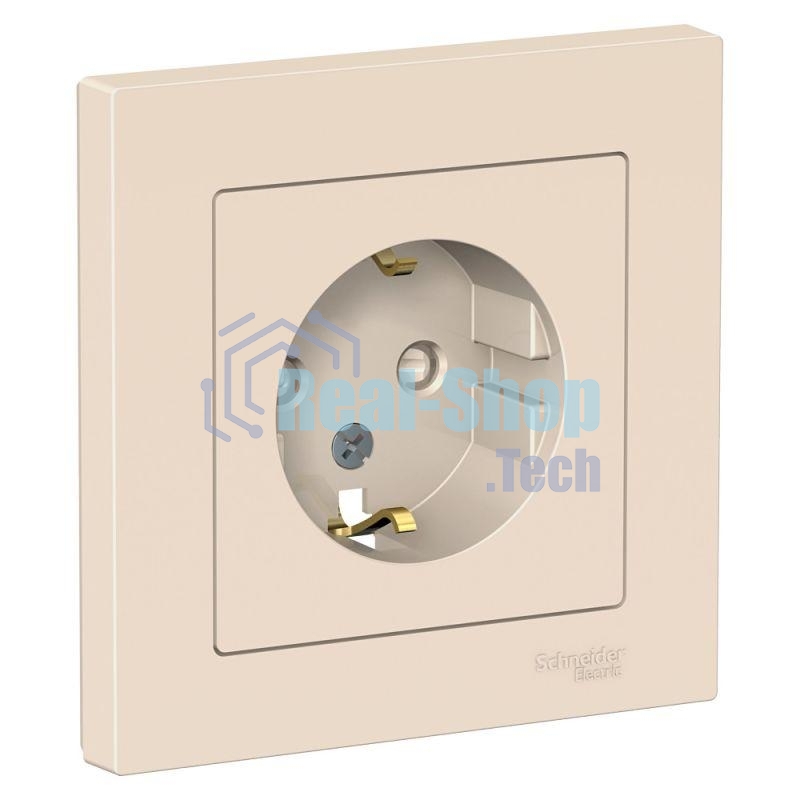 Розетка AtlasDesign с заземл. защ. шторки 16А в сборе беж. SchE ATN000244