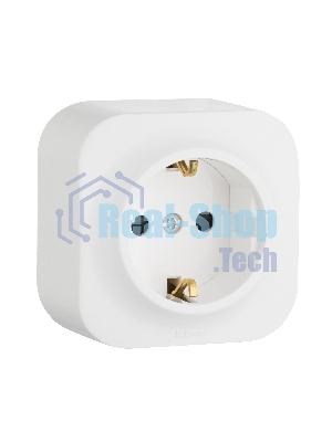 Розетка с заземлением с защитными шторками (Белая) Legrand 782220