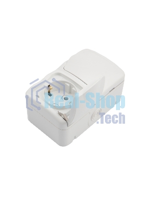 Блок из 2 розеток горизонтальный Kranz Mini OG открытой установки с заземлением, IP54 белый