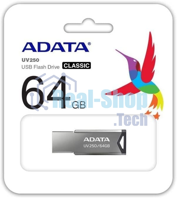 Флешка USB ADATA UV250 (AUV250-64G-RBK), 64Gb, USB 2.0, R/W 25/10, черный