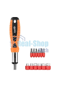 Отвертка реверсивная, биты, головки торцевые, 14шт., Sparta