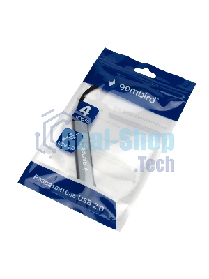 Разветвитель USB2.0 Gembird UHB-C201, 4xUSB2.0, кабель Type-C 10 см, алюминий, пакет