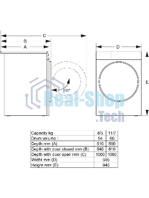 Стиральная машина Gorenje WDG2P854A3C2/C, белая, загрузка фронтальная 8 кг, 1400 об/мин, класс A