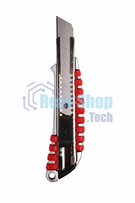 Нож с сегментированным лезвием Rexant 18 мм, металлический обрезиненный корпус