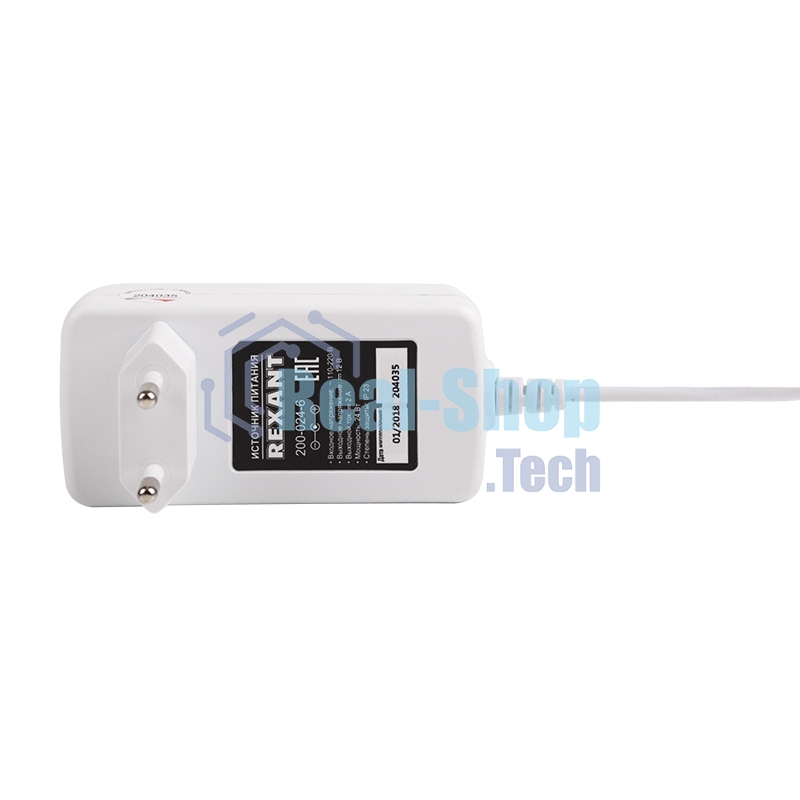 Источник питания Rexant 12 V 24 W с DC разъемом подключения 5.5х2.1, белый корпус (IP23)