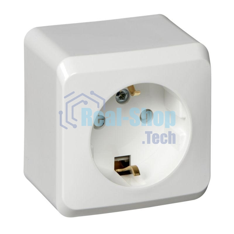 Розетка 1-м ОП Этюд 16А защ. шторки с заземл. белый SchE PA16-004B