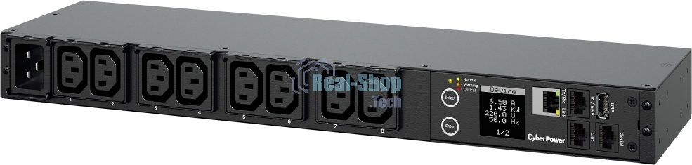 Блок распределения питания CyberPower PDU PDU41005 (PDU20SWHVIEC8FNET) 1U type, 16Amp, plug IEC 320 C20, (8) IEC 320 C13
