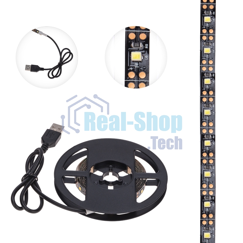 Лента светодиоднаяс USB-коннектором 5 В IP23 SMD 2835 60 LED/м 2 м теплый белый (2700 K) LAMPER