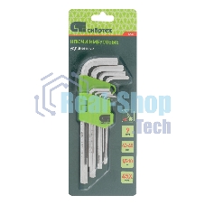 Набор ключей Сибртех имбусовых HEX, 1,5-10 мм, 45x, закаленные, 9 шт., удлиненные, никель.