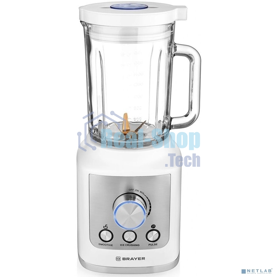 Блендер стационарный BRAYER BR1200WH 1600 Вт, стекл., 1,8 л, 6 титан. ножей, импульс, колка льда