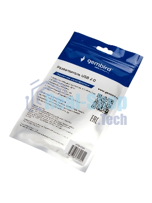 Разветвитель USB2.0 Gembird UHB-C201, 4xUSB2.0, кабель Type-C 10 см, алюминий, пакет