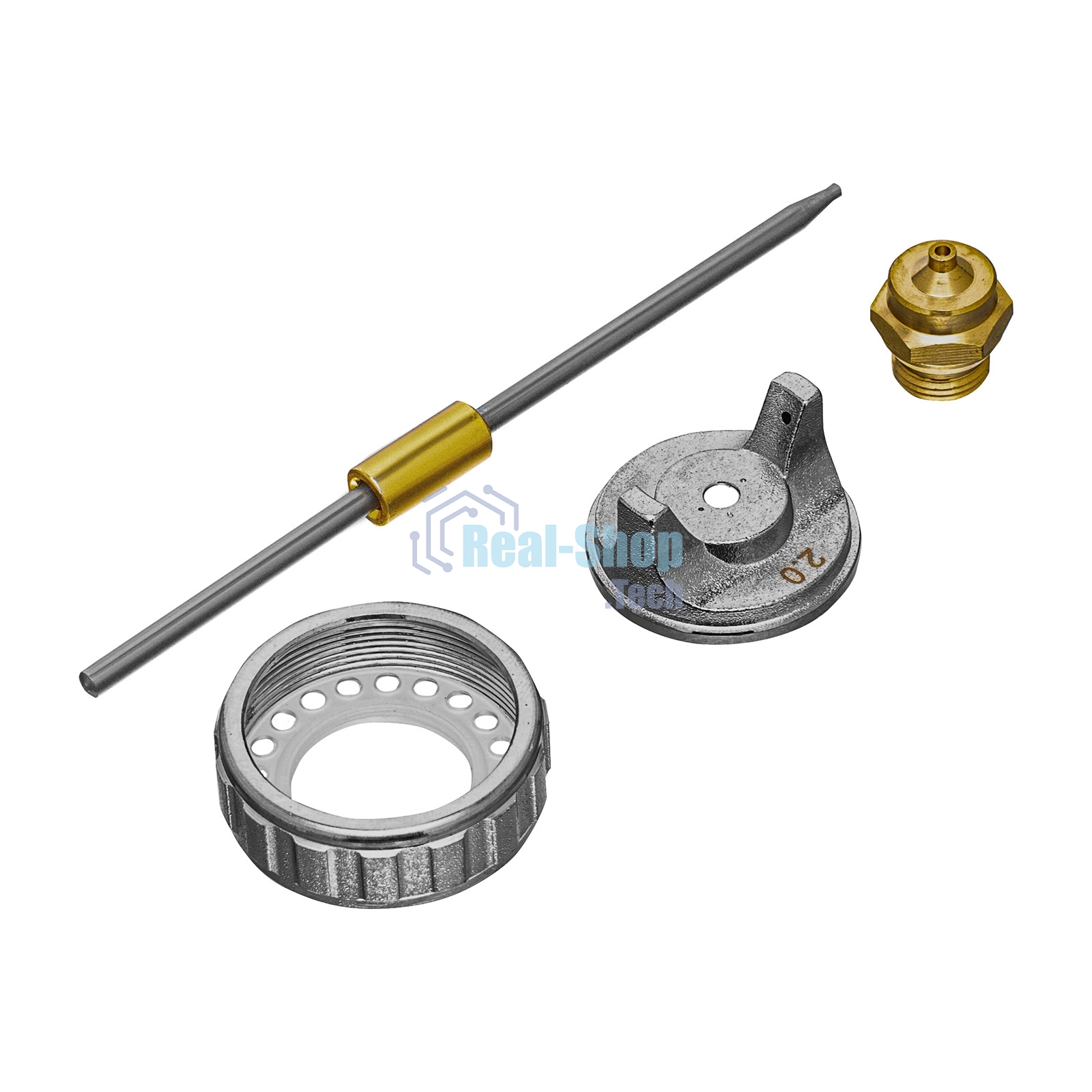 Ремкомплект для краскораспылителя Matrix 4 предмета: сопло 2,0 мм, игла, форсунка, зажим сопла