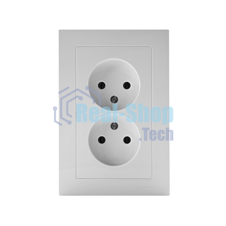 Розетка 2-м AtlasDesign без заземл. 16А в сборе белый SchE ATN000120