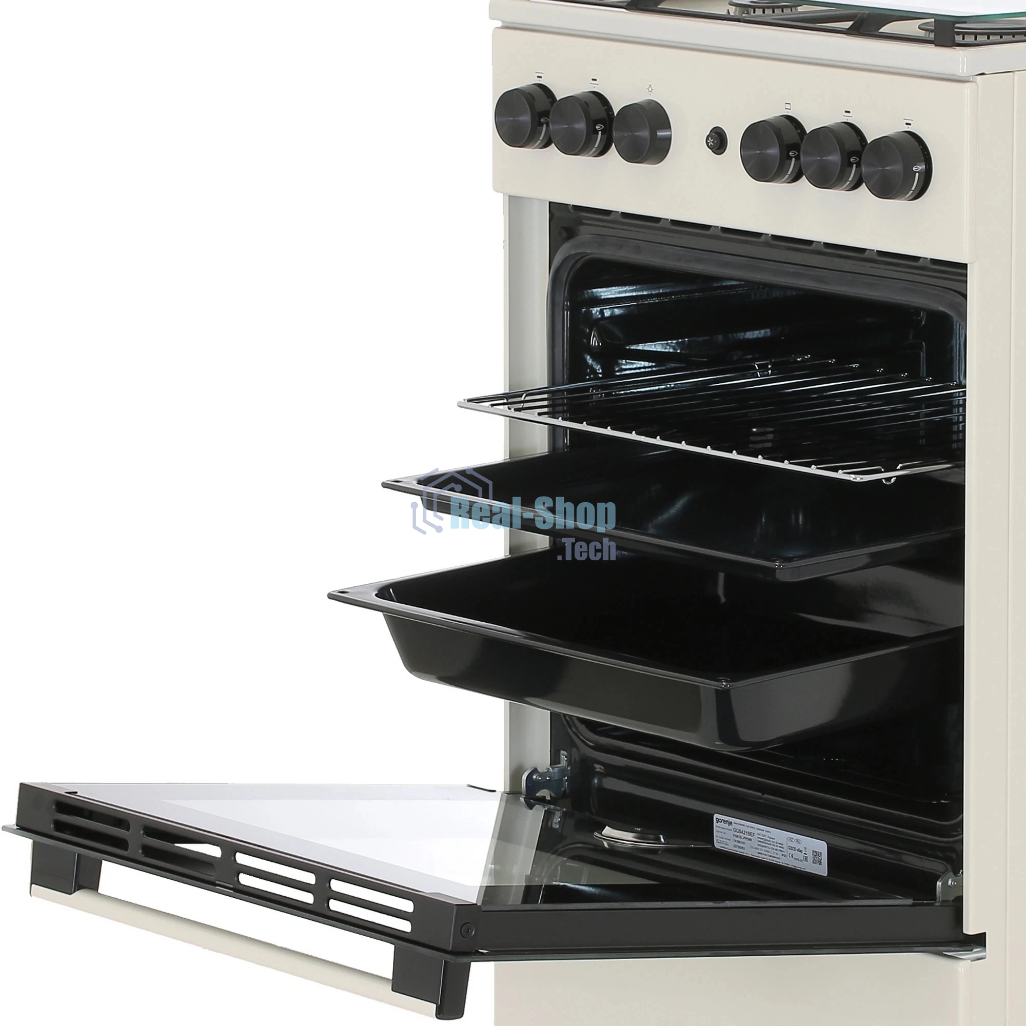 Плита газовая Gorenje GG5A21BEF бежевый, конфорок 4 газовых, духовка 70 л, 50 см x 85 см x 59.4 см