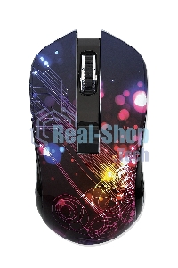 Мышь беспроводная Qumo Fractal M25 черный, 1600 dpi, радиоканал, USB, кнопки - 4