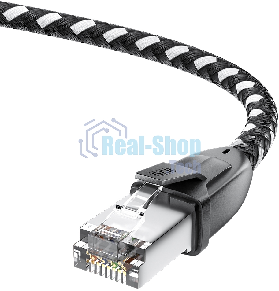 Патч-корд GCR PROF прямой 3.0m, UTP медь cat.6, STRONG черно-белый нейлон, ethernet high speed 10 Гбит/с, T568B, GCR-52778