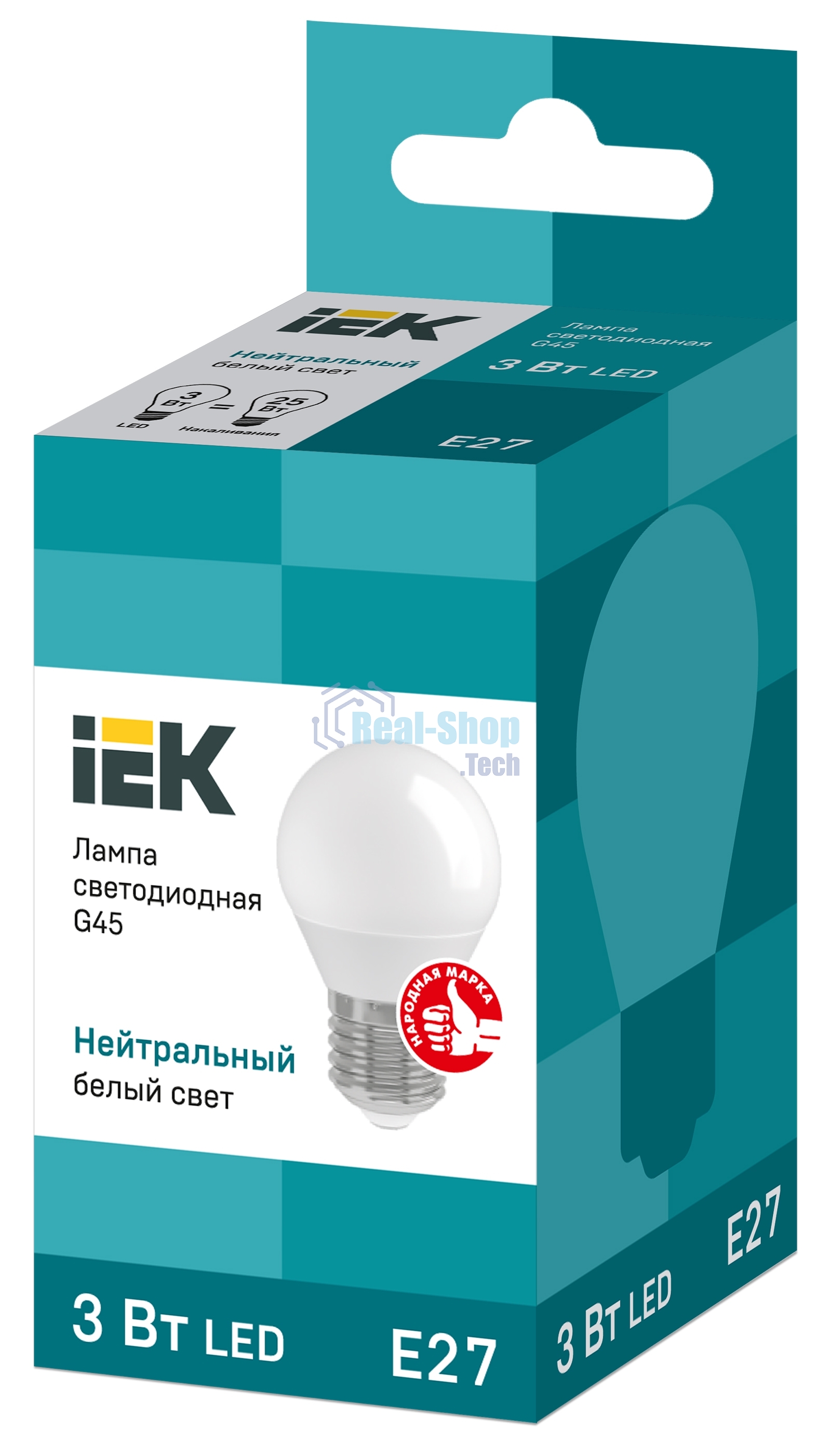Лампа светодиодная LED 3Вт Е27 220В 4000К G45 шар | LLE-G45-3-230-40-E27 | IEK