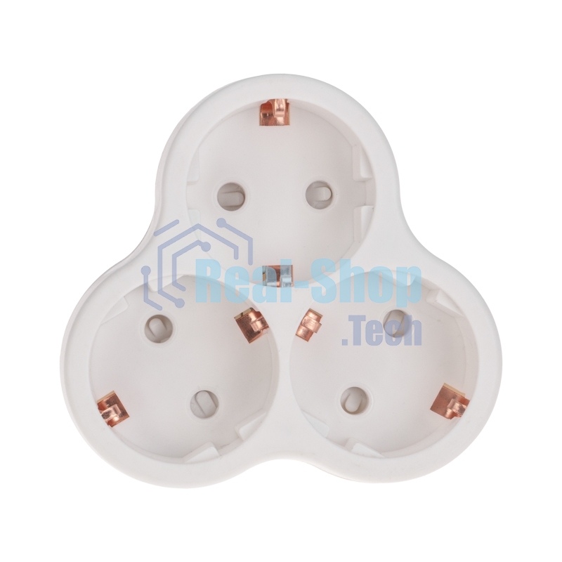 Тройник электрический Rexant пирамида 16 А с заземлением белый