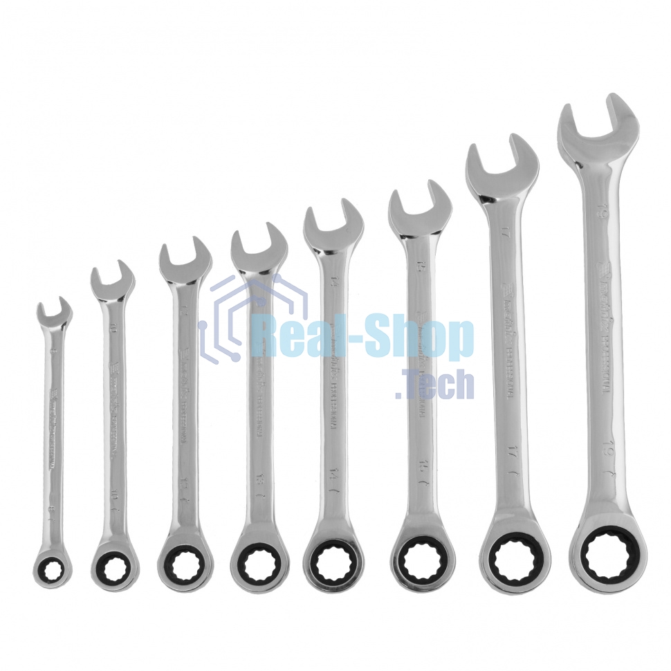 Набор ключей Matrix комбинированных, трещеточных 8 шт