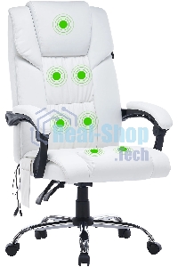 Кресло компьютерное Cactus CS-CHR-OC02M-WT белый, эко.кожа, крестов. сталь