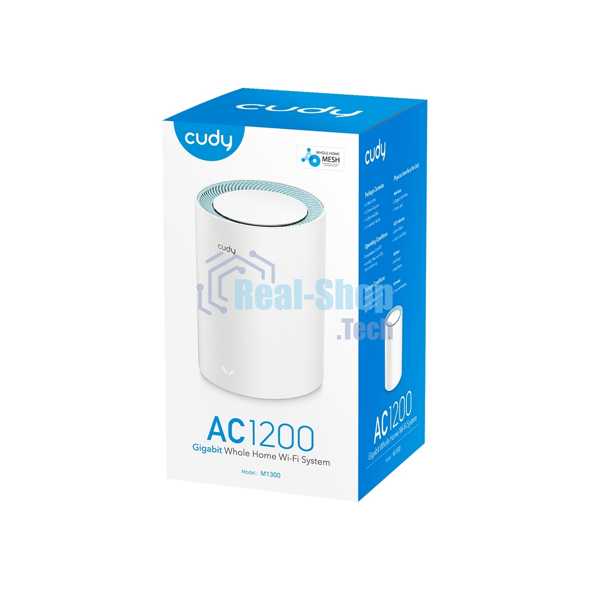 Бесшовный Mesh роутер Cudy M1300(1-Pack) AC1200 10/100/1000BASE-TX белый
