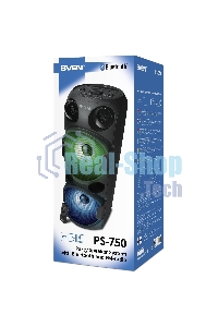 Колонка АС Sven PS-750, черный (80 Вт, TWS, Bluetooth, FM, USB, microSD, LED-дисплей, 2х4400мА*ч)
