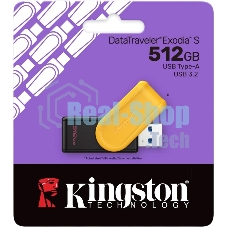 Флешка USB Kingston DataTraveler Exodia S (DTXS/512), 512Gb, USB 3.2 Gen 1, R/W 150/60, желтый/черный
