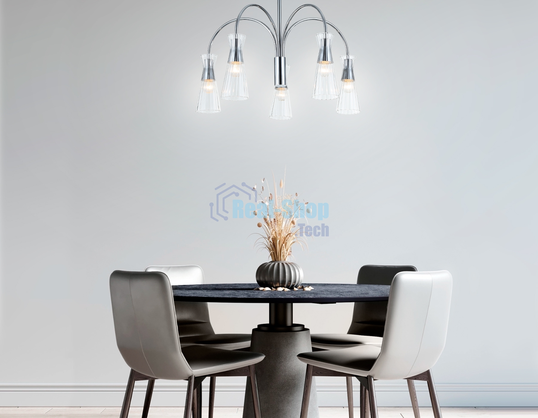 Люстра Ambrella light LH55651/5 СH/CL хром/прозрачный E14*5 max 40W D600*440