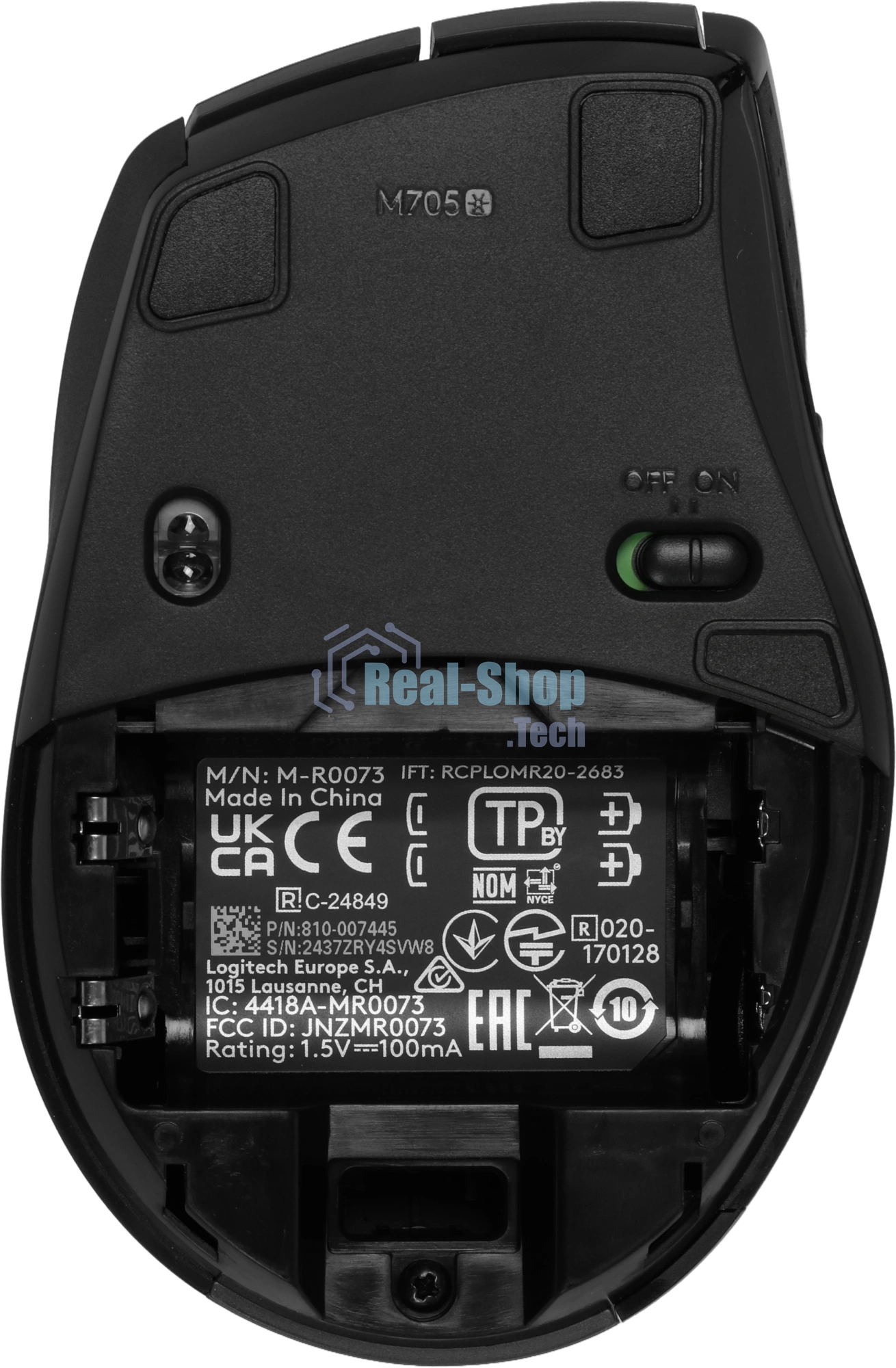 Мышь беспроводная Logitech M705 серый, 1000 dpi, USB, радиоканал, кнопки - 7