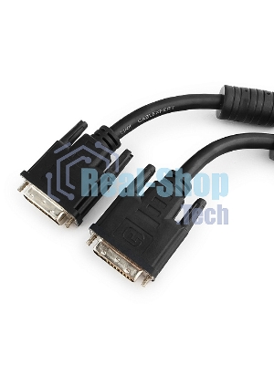 Кабель DVI-D dual link Gembird/Cablexpert, 25M/25M, 1.8м, черный, экран, феррит.кольца, пакет